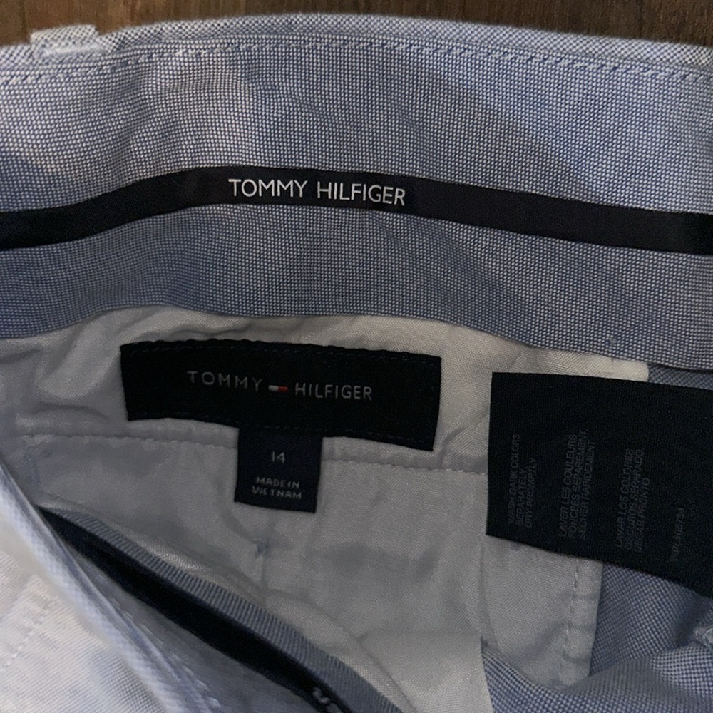 Tommy Hilfiger Boys Flex Plaid Dress Shirt & Blue Dress Pants 14 Dry Cleaned - Picture 5 of 5